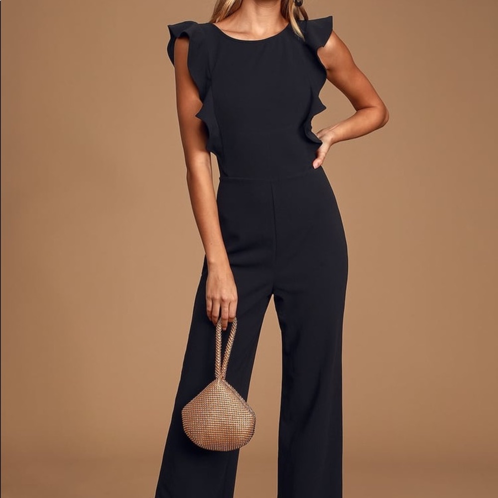 Lulu’s Wide Leg Sleeveless Black Jumpsuit